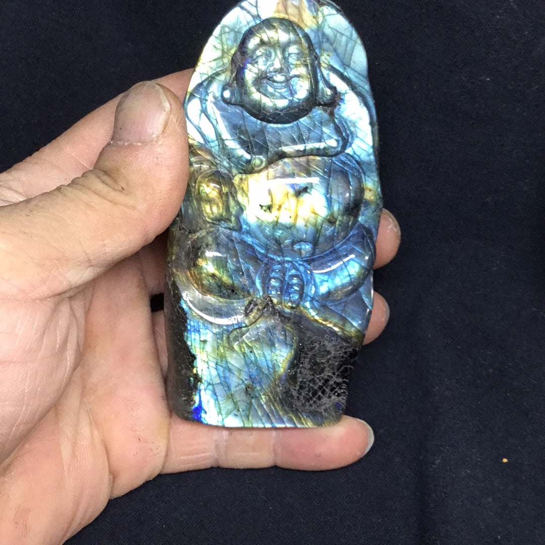 Labradorite laughing Buddha